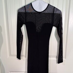 Zara Elegant Black Mesh Long Sleeve Dress